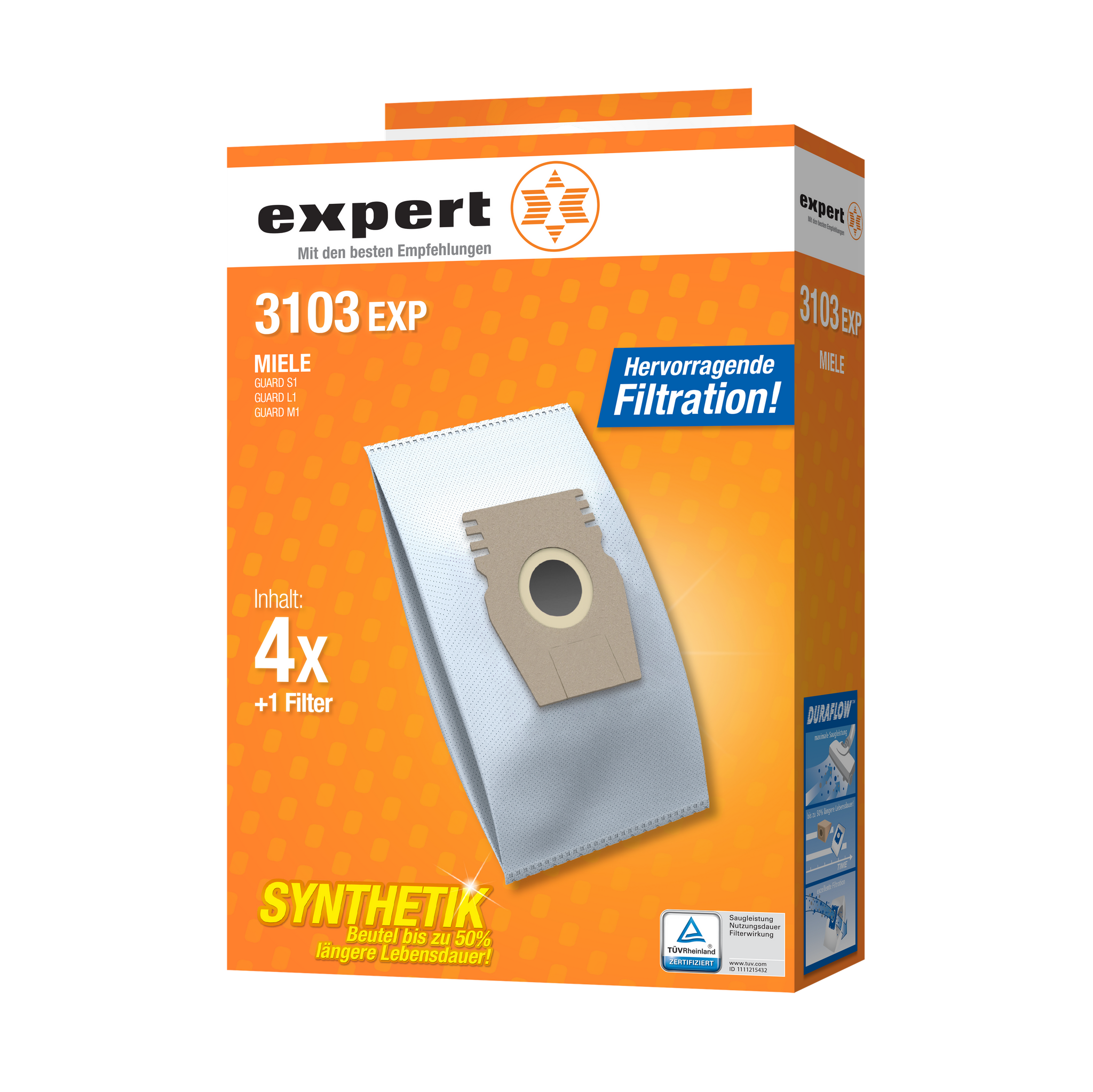 Expert 3103exp Staubsaugerbeutel 4 Beutel, 1 Filter