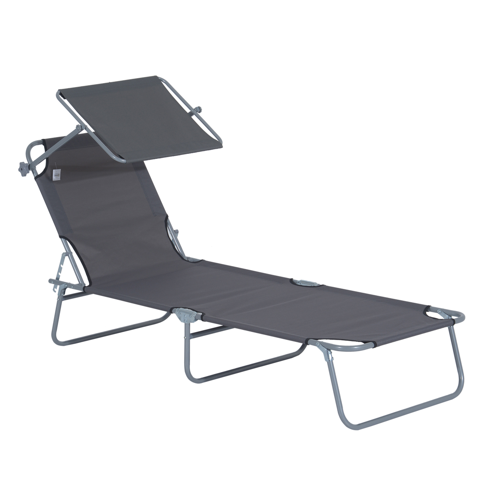 Klappbare Sonnenliege Mit Sonnendach Grau 187 X 58 X 36 Cm Modenuit