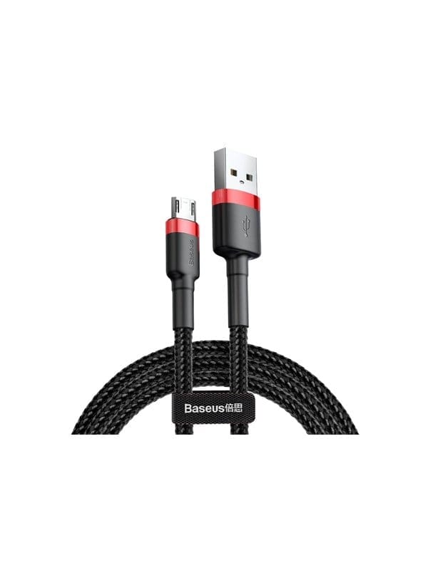 Baseus USB zu Micro USB Kabel – 2m Ladekabel in Schwarz-Rot für schnelles Laden