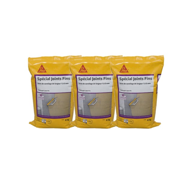 3er-Set Fliesenfugenmörtel für innen und aussen, fertig zum Anrühren - SIKA SikaCeram Feinfuge - Weiss - 4kg