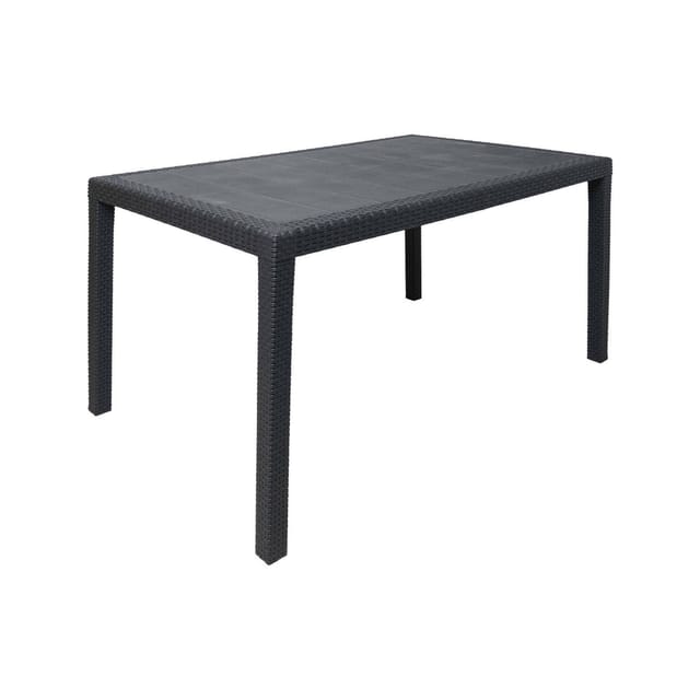 Gartentisch Portici, Rechteckiger Esstisch, Mehrzweck-Gartentisch in Rattan-Optik, 100 % Made in Italy, Cm 150x90h72, Anthrazit