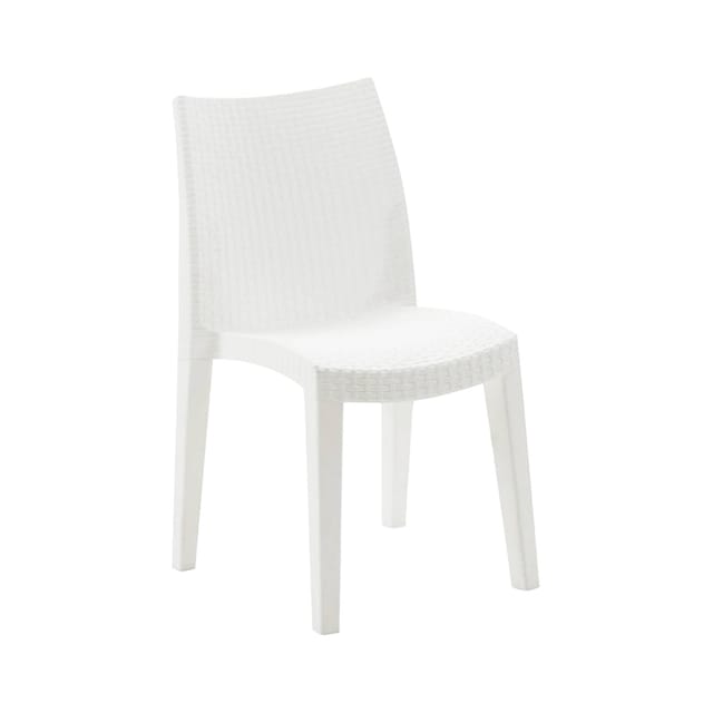Gartenstuhl Trieste, Gartensitz, Stuhl für Esstisch, Sessel für den Außenbereich in Rattan-Optik, 100 % Made in Italy, Cm 48x55h86, weiß