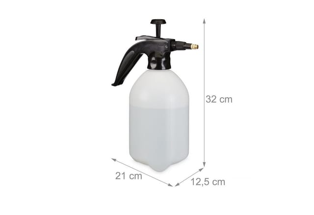 Relaxdays - Drucksprüher 2 Liter, einstellbare Messingdüse, Wasser & Unkrautvernichter, Sprühflasche Garten, weiß/schwarz
