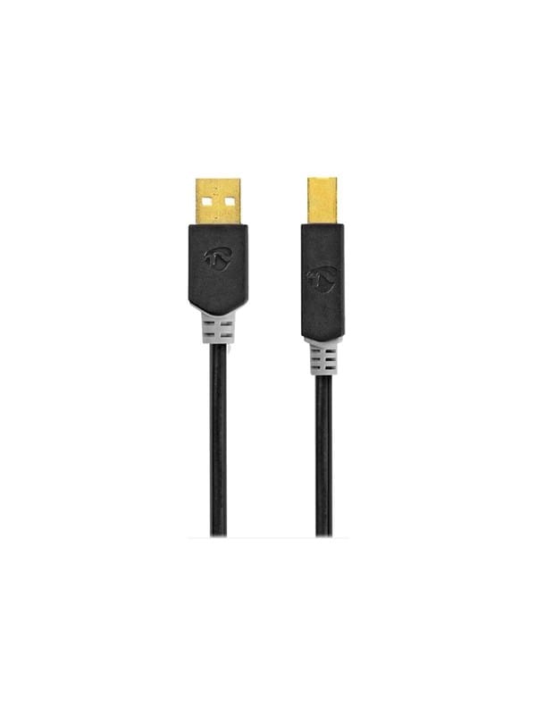 Nedis USB-Kabel / USB 2.0 / USB-A Stecker / USB-B Stecker / 480 Mbps / Vergoldet / 1.00 m / Rund / PVC / Anthrazit / Box