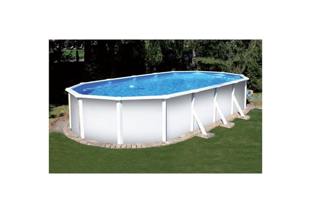 Stahlwandpool ovalform Classic 730x375x120 cm, Stahl 0,4 mm weiß, Folie 0,3 mm blau, overlap