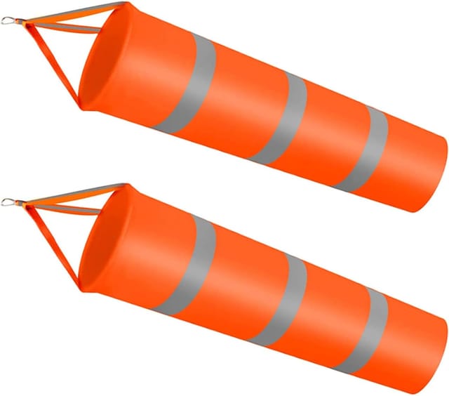 Aougo - 2 Stück Orangefarbener Windsack, Orangefarbener Reflektierender Windsack, Ripstop-windsack, Für Den Einsatz In Der Meteorologie, Landwirtschaft, Ölförderung Und Anderen Industrien (orange)