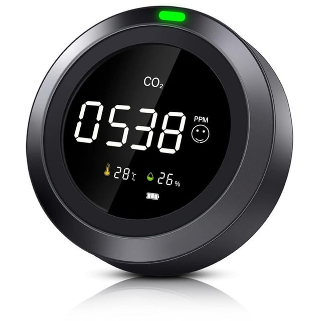 CO2-Detektor, Innenluft-CO2-Messgerät, CO2-Sensor mit Temperatur und Luftfeuchtigkeit, NDIR-Kohlendioxid-Detektor, CO2-Detektor,