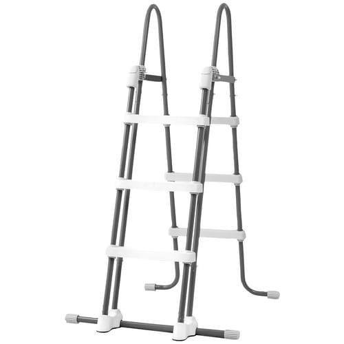 Sicherheitsleiter für Pools bis 107 cm Höhe - 151 x 117 cm - Stahl Poolleiter 3-stufig rutschfest belastbar bis 136 kg - Intex
