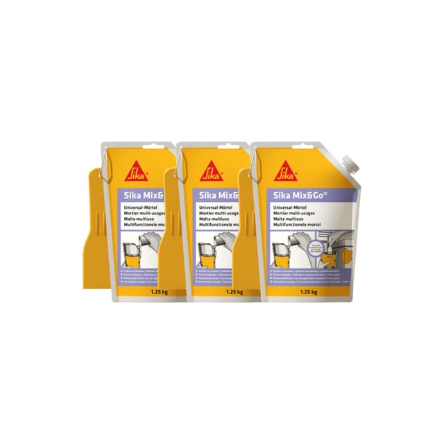 Sika - Set aus 3 mischfertigen Reparaturmörteln Mix & Go - Grau - 1,25kg