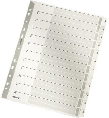 Leitz - Zahlenregister din A4 160g/m² 1-12 Karton grau din A4 160g/m² 1-12 Karton grau