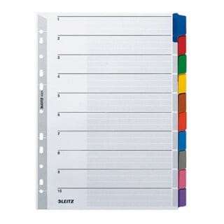 Leitz - Ordnerregister din A4 blanko Karton grau 10 Registerblätter