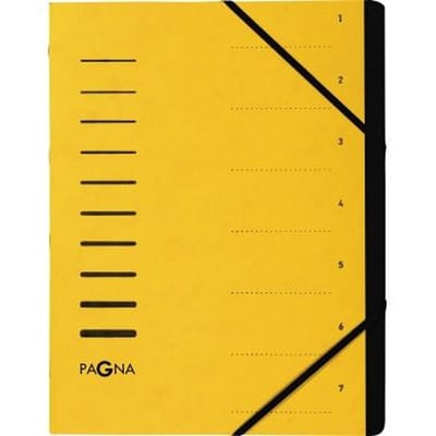 Pagna - Ordnungsmappe din A4 240g/m² Pressspankarton Farbe: gelb Farbe des Fächerblocks: schwarz 7 Fächer