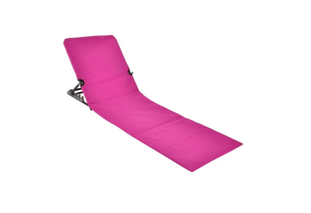 Strandmatte klappbar mit verstellbarer Rückenlehne - pink - Liegematte faltbar mit Tragegurt - Sonnenliege Gartenliege Sonnenmatte Liegematte für
