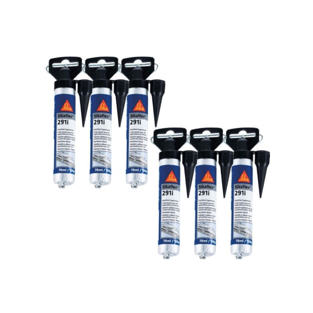 Sika - 6er-Set flex 291i - Schwarz - Mini Nachfüllpackung 70ml