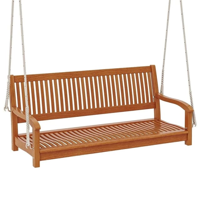 Costway - Schaukelbank 2-sitzer, Veranda-schaukel Aus Eukalyptusholz, Haengebank Gartenschaukel Zum Aufhaengen, Hollywoodschaukel Bis 360 Kg Belastbar, Schaukel Für Terrasse & Garten & Balkon