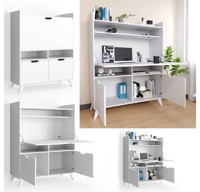 Vicco - Sekretär Schreibtisch Berdi, Weiß, 110 x 45 cm