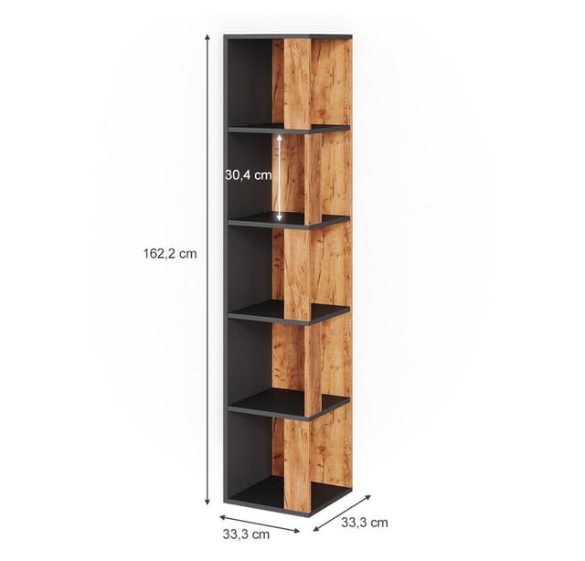 Vicco - Eckregal Lio, Goldkraft Eiche, 33.3 x 162.2 cm