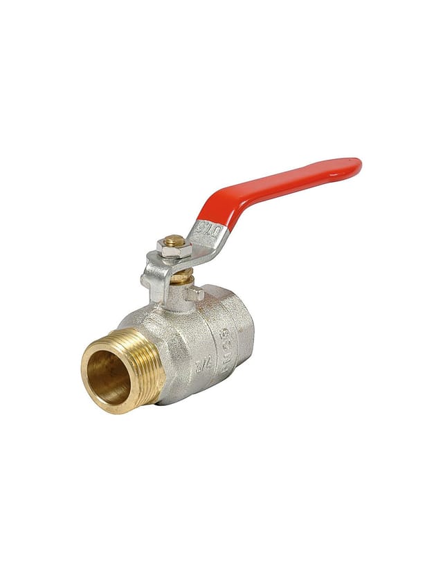 Sanitaire-distribution - Kugelhahn - Messing - Male Female - Roter Flachgriff 15x21 - PN25