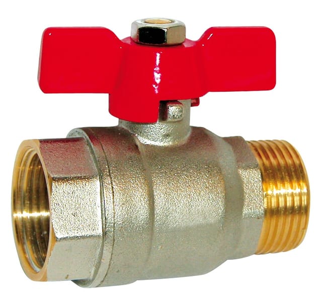 Sferaco - Kugelhahn - Messing - Male Female - Roter Schmetterlingsgriff 12x17