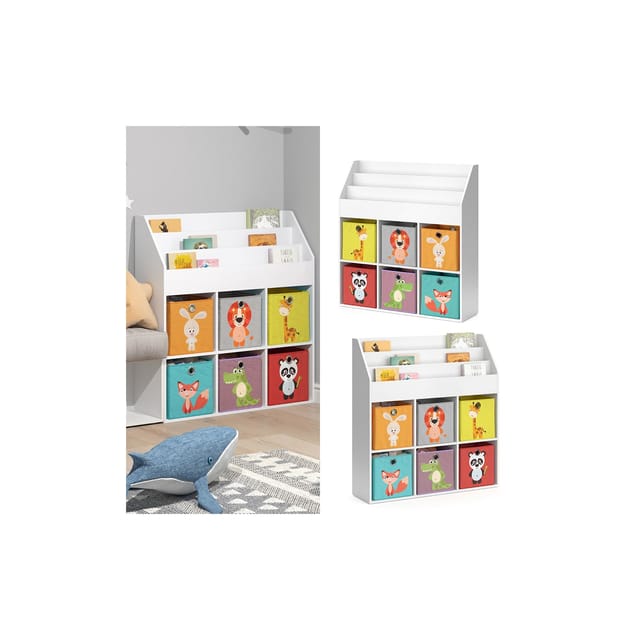 Vicco - Kinderregal Luigi, Weiß, 107.2 x 114.2 cm mit 6 Faltboxen opt.1