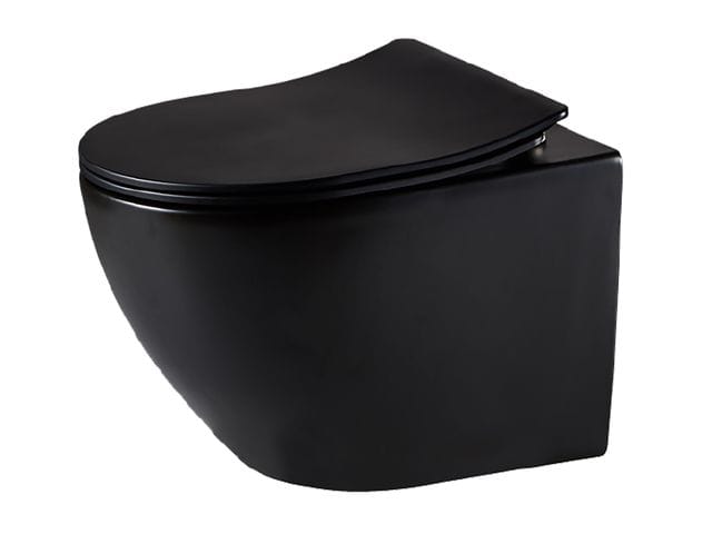 Wand-Tiefspül wc Prag Matt Schwarz inkl. WC-Sitz mit Absenkautomatik - Primaster