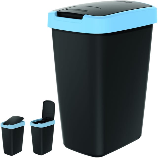 12L compacta q hellblauer Abfalleimer Schwarz