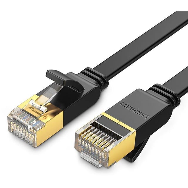 Flaches Patchkabelkabel LAN STP RJ45 Cat 7 10Gbps 10m schwarz