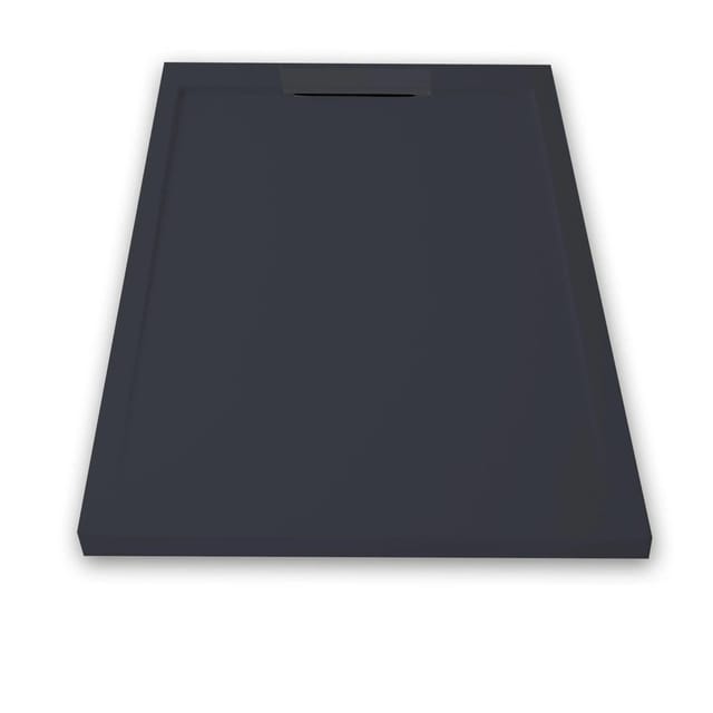 Mirlo - Mineralguss-Duschwanne extra flach lux Schieferoptik anthrazit 90x100cm Auslaufschutz in Farbe