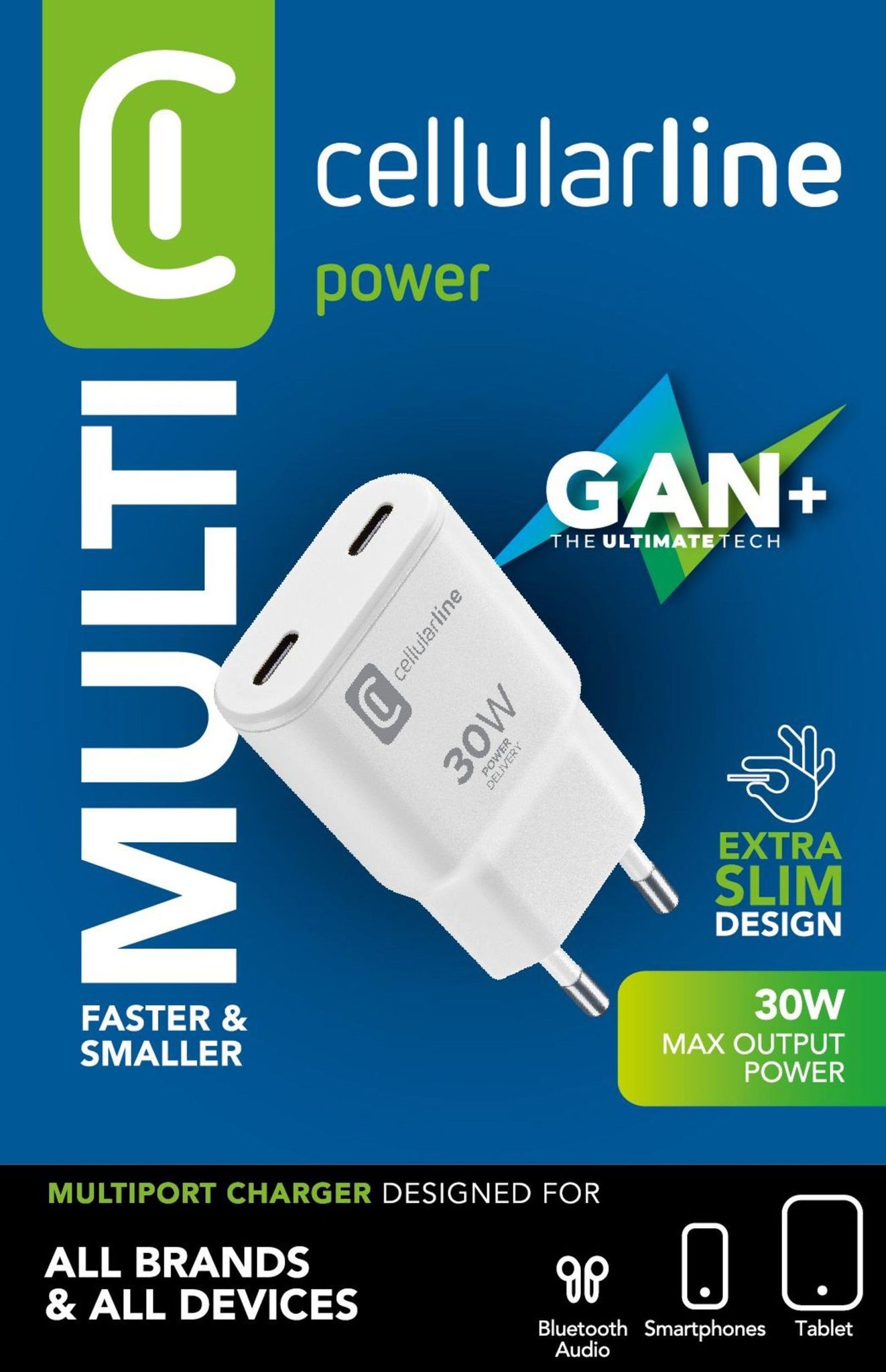 Cellularline Usb-c Duo Gan 2x30w Pd Reiselader