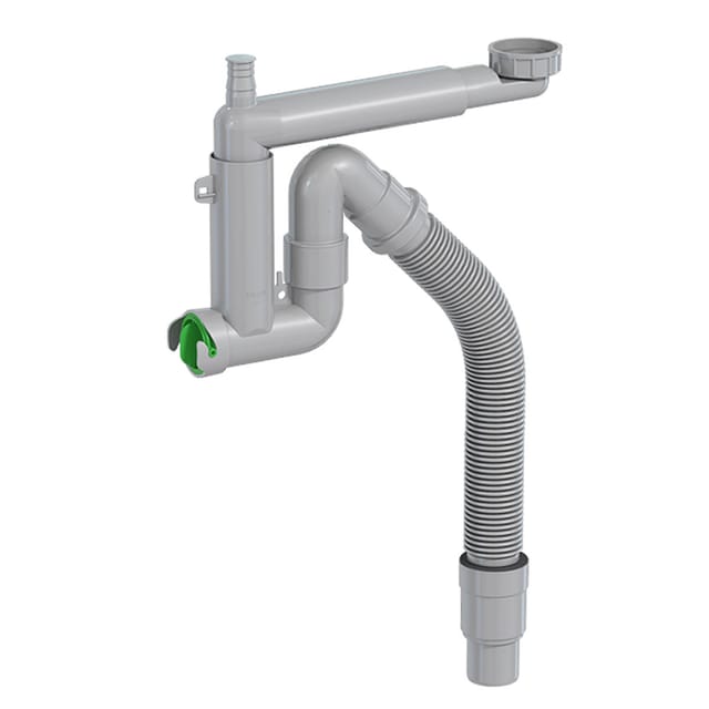 Smartloc Halb-Siphon 1½', Anschlüsse für Waschmaschine oder Geschirrspüler, flexibles Rohr mit Reduzierstück - Prevex
