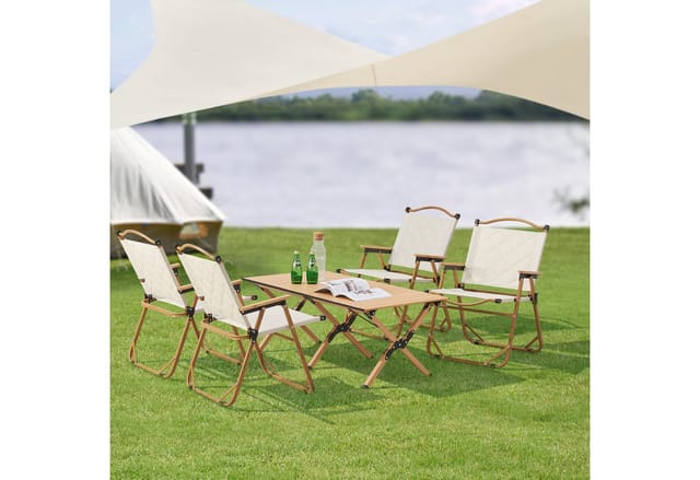 Casa.pro - Campingmöbel-Set Botrugno 5-tlg. Textilgewebe Beige [ ]
