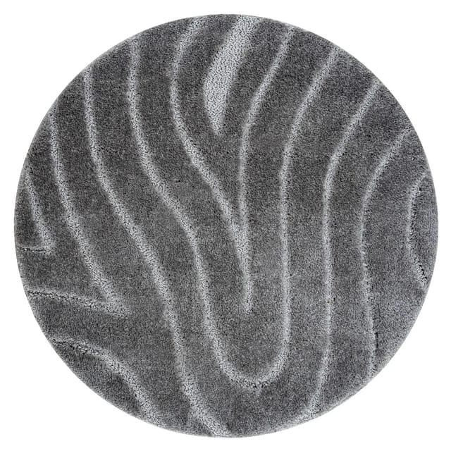 Badteppich SUPREME Kreis WAVES, Wellen, rutschfest, weich – grau grey rotondo 67 cm