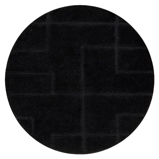 Badteppich SUPREME Kreis LINES, Linien, rutschfest, weich – schwarz black rotondo 67 cm