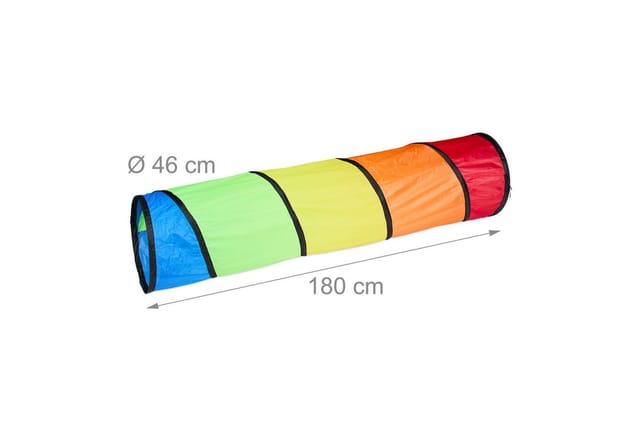 Spieltunnel, farbenfroher Krabbeltunnel, Kinder, b x d: 180 x 46 cm, robuster Pop-up Tunnel, Polyester, bunt - Relaxdays
