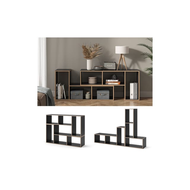 Vicco - Bücherregal Tetrix, Anthrazit, 112.8 x 56.4 cm 2er Set