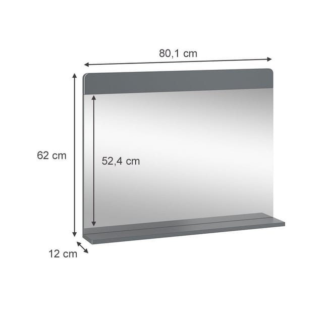 Vicco - Badezimmerspiegel Izan, Grau, 80.1 x 62 cm