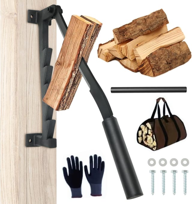 Abnehmbarer, an der Wand montierter Holzspalter, manueller Brennholzspalter, robuster Holzspalter, Holzspaltwerkzeuge für den Außenbereich zu Hause