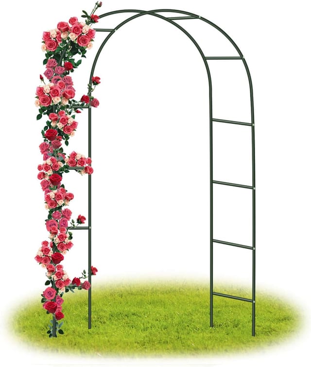 Gartenbogen, Hochzeitsbogen, Rosenbogen, Gartensäule, Stütze, Metall, Gartenbogen, Kletterpflanzen, Metall, 240 X 140 X 38 Cm, Grün