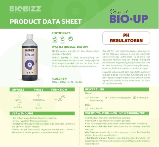 Biobizz - Grow Bio-Up pH-Regulator 250 ml Pflanzendünger Dünger