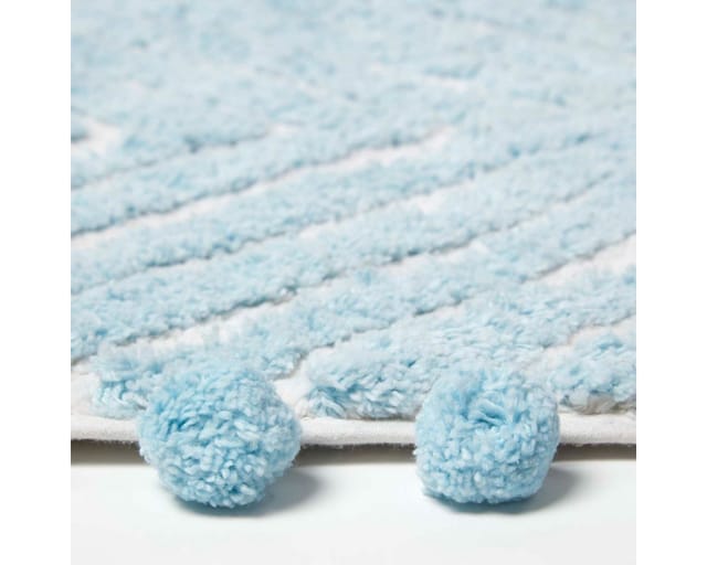 Badteppich hellblau mit Zickzack-Muster - Badematte 50 x 80 cm - Homescapes