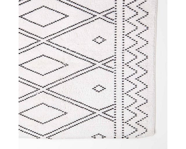 Badematte Boho Style schwarz-weiß, 50 x 80 cm - Badvorleger Baumwolle - Homescapes