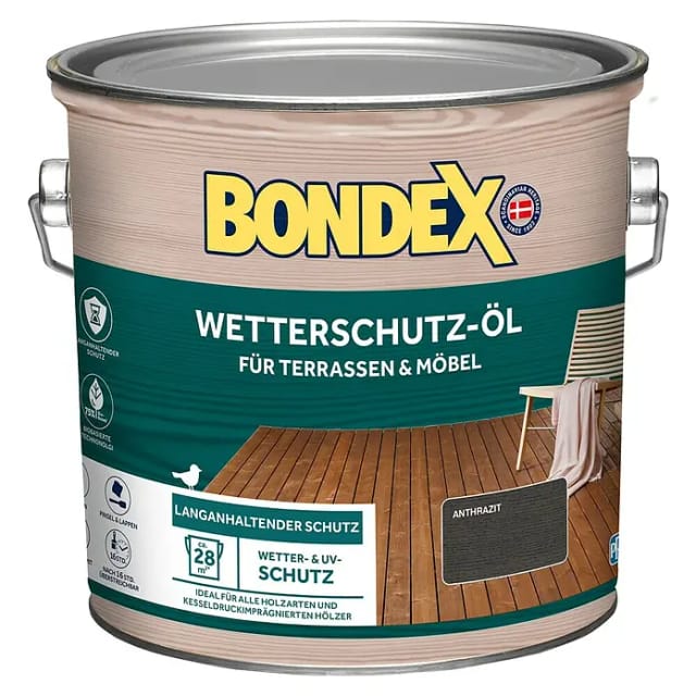Wetterschutz-öl anthrazit 2,5 l - 466126 - Bondex