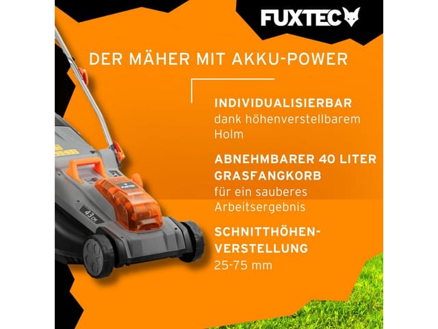 40V Akku Rasenmäher FX-E2RM43 mit 43cm Schnittbreite, mit Akkupack, mit Ladegerät - Fuxtec