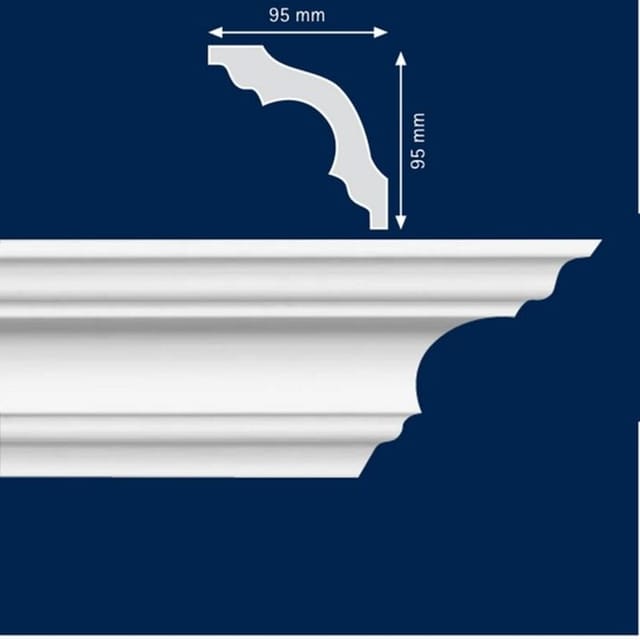 Proviston - Stuckleiste 95 x 95 x 2000 mm Deckenleiste Polystyrol Weiß
