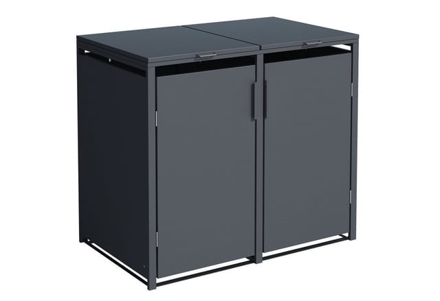 Mülltonnenbox MÜNCHEN 132x80x116cm für 2x Tonnen 120 und 240 Liter, Stahl anthrazit
