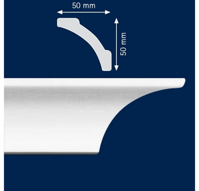 Proviston - Stuckleiste 50 x 50 x 2000 mm Deckenleiste Polystyrol Weiß