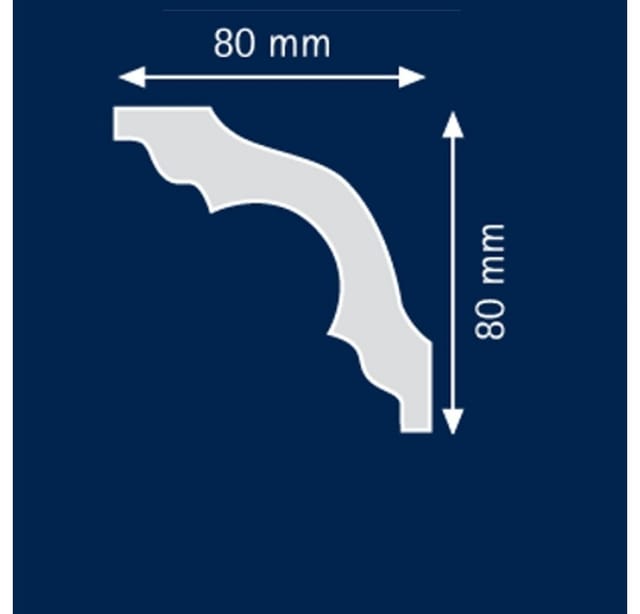 Proviston - Stuckleiste 80 x 80 x 2000 mm Deckenleiste Polystyrol Weiß