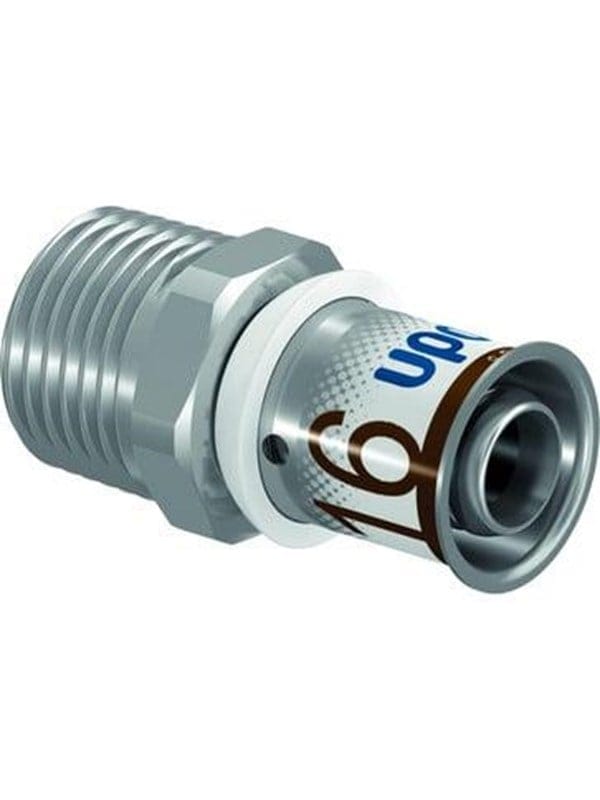 Uponor Übergangsnippel S-Press PLUS aus Messing, verzinnt 16mmx1/2 AG