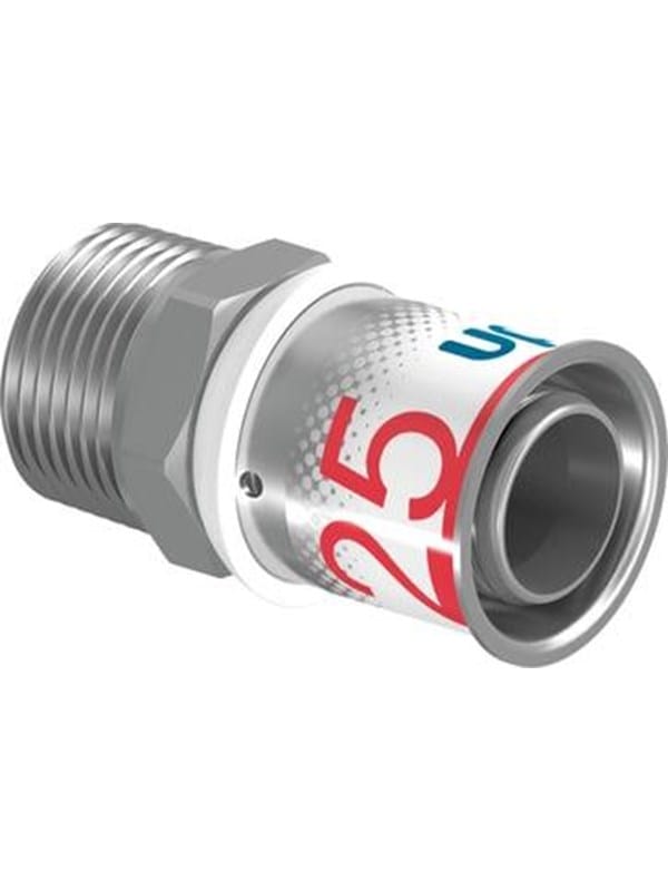 Uponor Übergangsnippel S-Press PLUS aus Messing, verzinnt 25mmx3/4 AG