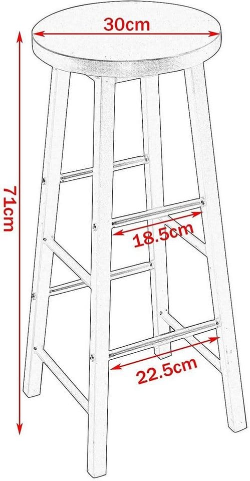 1 x Bartisch + 2 x Barhocker Set, Metallgestell, mdf eiche hell - Woltu